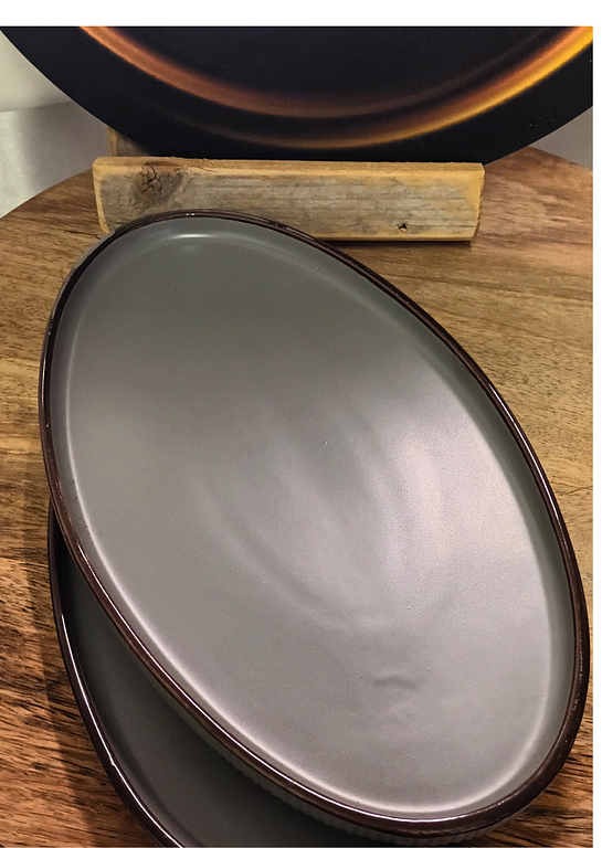 Plat bord grijsblauw