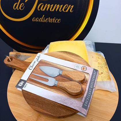 Kaassnijplankje met mesjes - Rond